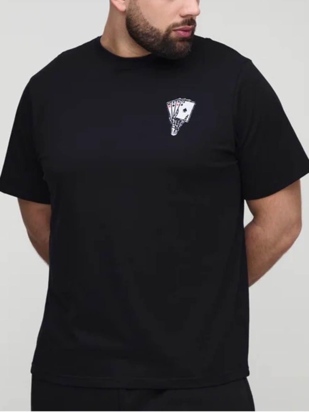 boohooman - Skeleton Hand Embroidered T-Shirt